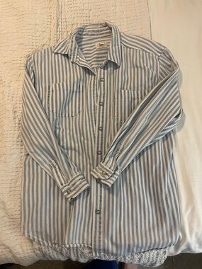 Vintage Marsh Landing petites women’s size PL  striped cotton button down
